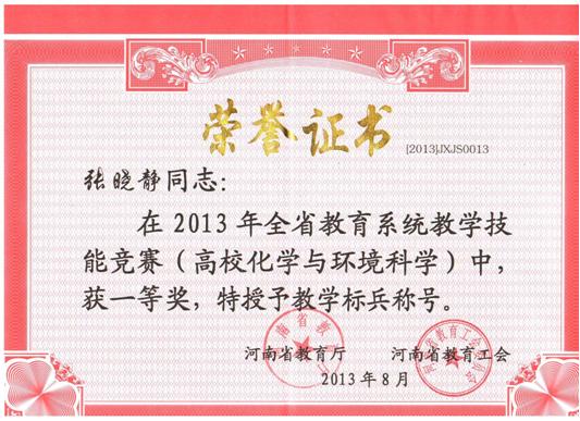 张晓静省教学技能竞赛一等奖